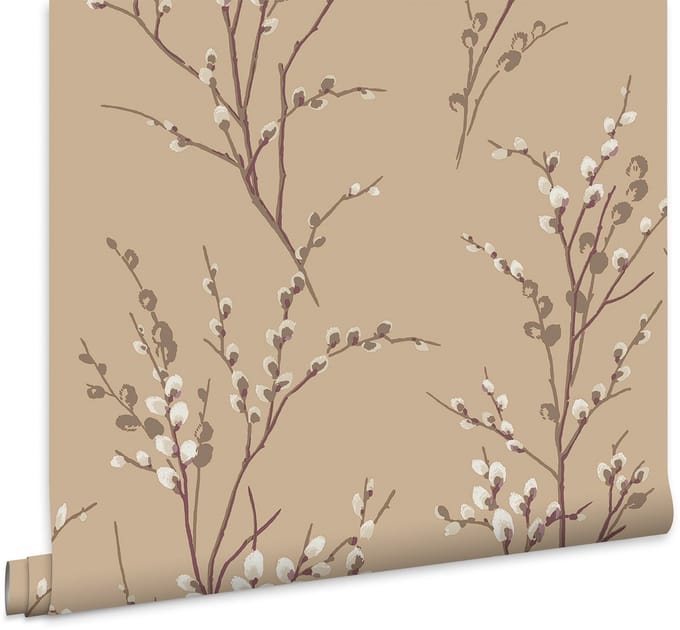 Laura Ashley Pussy Willow Behang - Planten - 10mx52cm - Beige