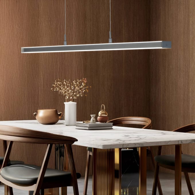 FISCHER & HONSEL LED hanglamp Valeno, grijs, lengte 115 cm, CCT, touchdimmer