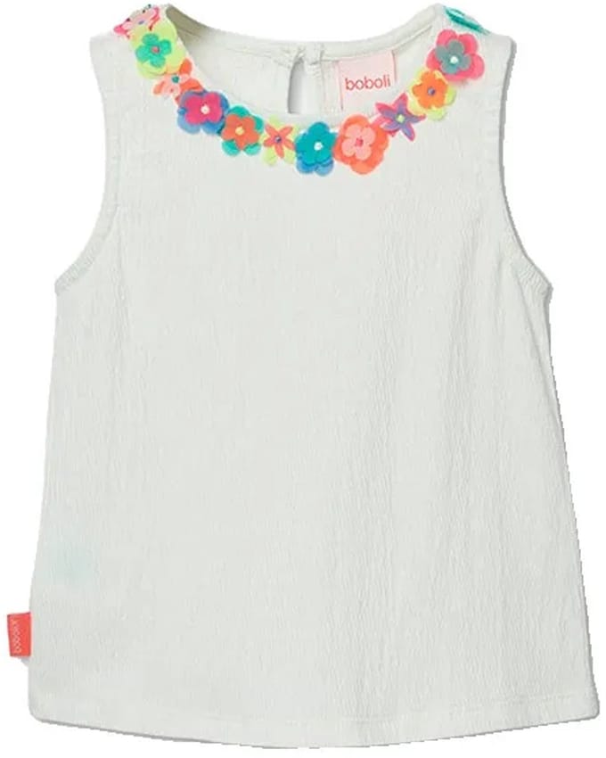 Boboli 313063 Mouwloos T-shirt Wit 4 Years Meisje