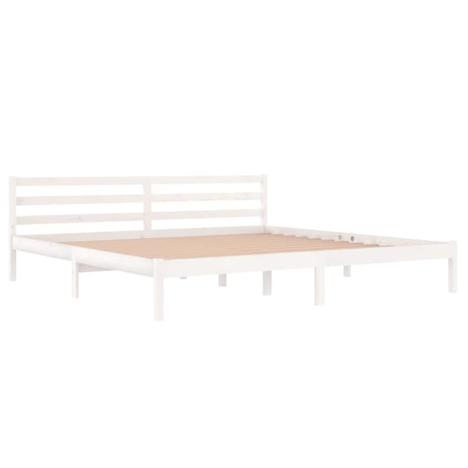 vidaXL - Bedframe - massief - grenenhout - wit - 200x200 - cm