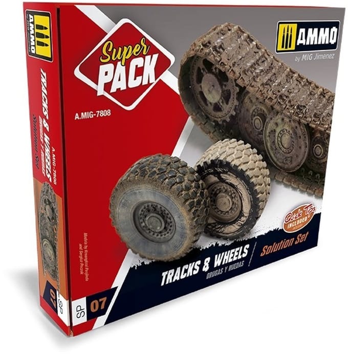 AMMO by Mig Jimenez Modelbouwdecoratie - MIG 7808 Super Pack - Tracks - Wheels - Solution Set Effecten set