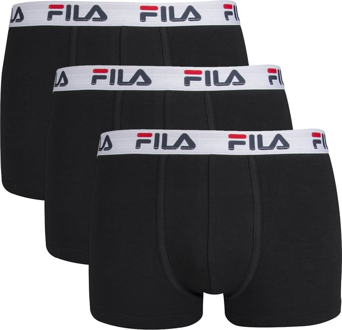 Fila Basic Boxershorts Witte Waistband - Maat S - 3 pack - Zwart