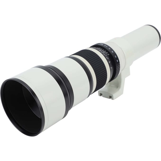 Objectif Téléobjectif 500mm F6.3 à Mise au Point Manuelle avec Bague Adaptatrice T2 16.4ft Revêtement MC Structure Métallique blanc
