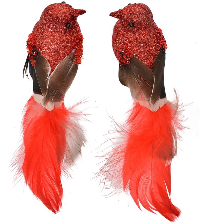 Clayre & Eef Decoratie Vogels 16x5x5 cm Rood Kunststof