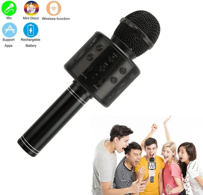 Draadloze Karaoke Microfoon met Ingebouwde Speaker - 4-in-1 Bluetooth Zangmachine voor Kinderen & Volwassenen