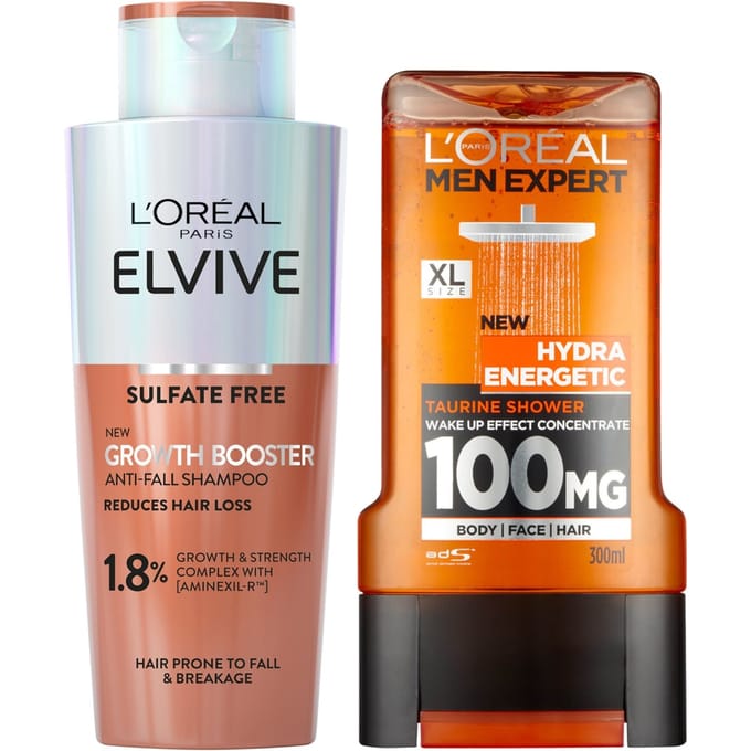 L'Oréal Paris Men Growth Booster Shampoo and Hydra Energetic Shower Gel