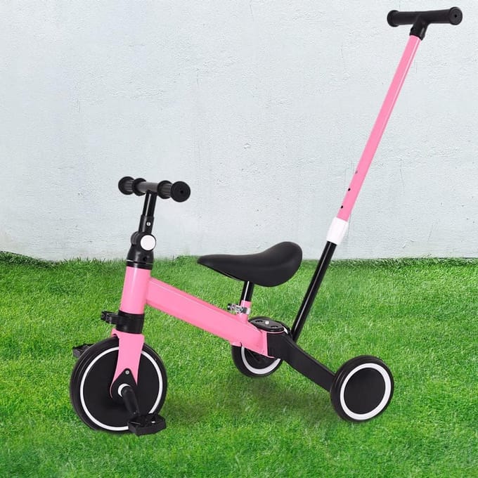 Veelzijdige Driewieler voor Peuters met Duwstang - Loopfiets Verstelbaar