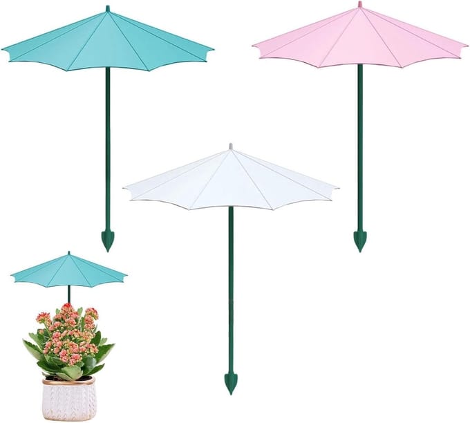 Planten Parasol - Pot Bescherming - Zonlicht Regelen - Set van Drie - 34 cm Diameter - Wit Blauw