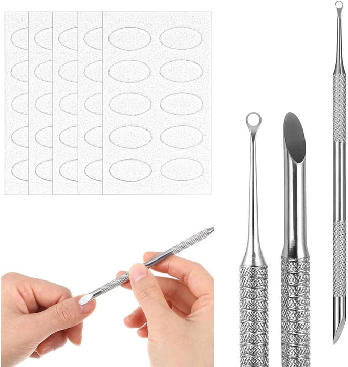 Nagelriemduwer en nagelverwijderaar set met 5 tools voor manicure en pedicure