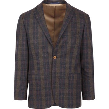 Suitable Prestige Colbert Deloro Ruit Donkerblauw - Maat 48 - Heren blazer