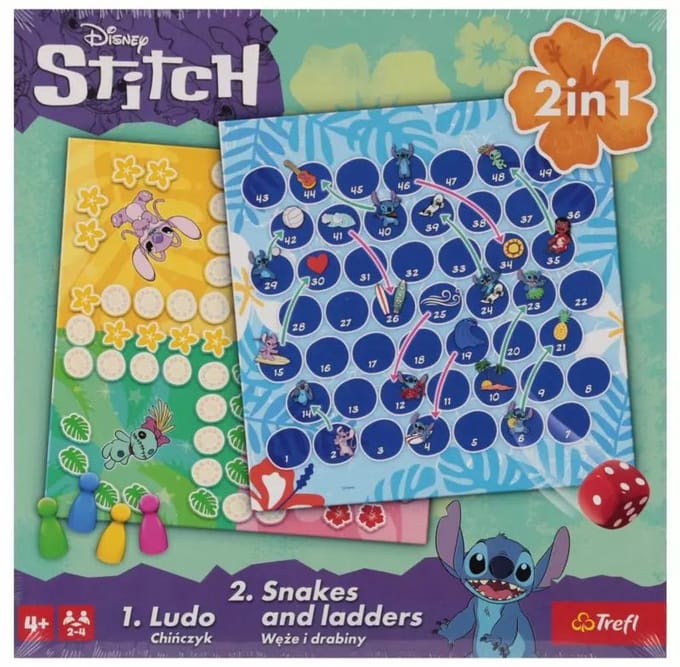 Gra klasyczna Lilo & Stitch, 2w1 Chińczyk / Węże i drabiny