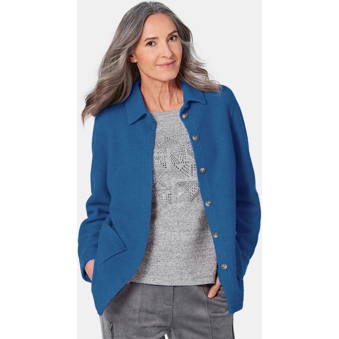 Overhemdjasje met wol - blauw - Gr. 21 van Goldner Fashion