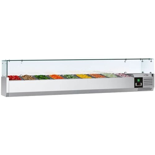 GGM Gastro Kühlaufsatzvitrine PREMIUM - 2000x395mm - 9x GN 1/3 Zilver