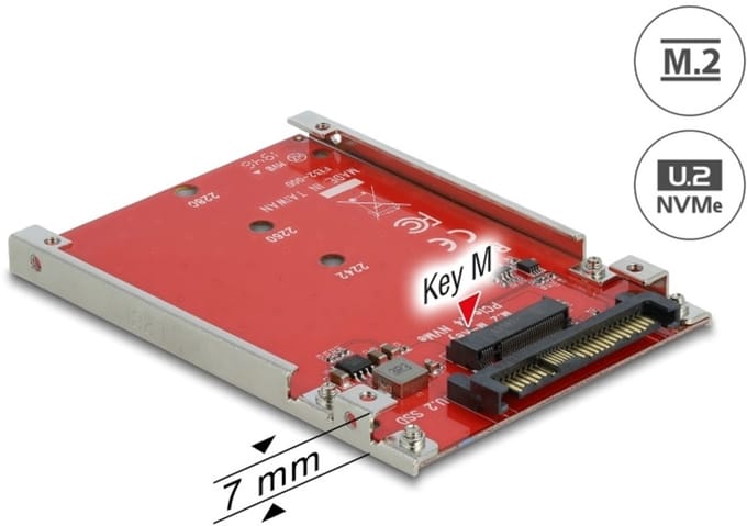 Delock 2.5″ Converter U.2 SFF-8639 > M.2 NVMe Key M - 7 mm