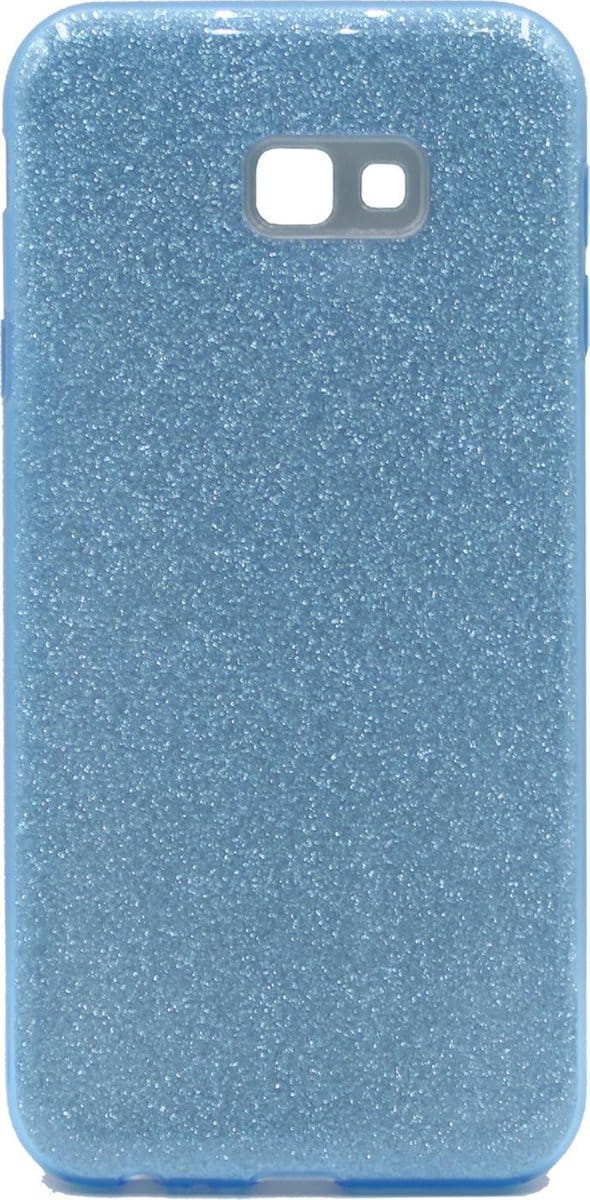 HB Hoesje Geschikt voor Samsung Galaxy J4 Plus - Glitter Back Cover - Blauw