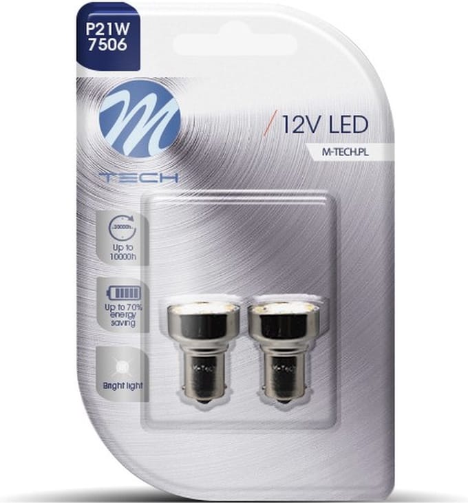 M-Tech LED - BA15s 12V - Basis 19x Leddiode - Wit - Set