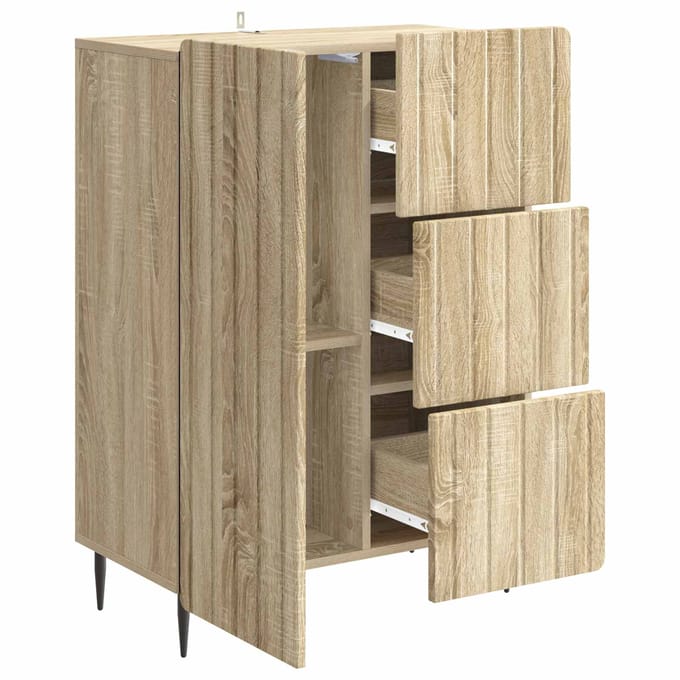 vidaXL - Dressoir - Sonoma - Eiken - 66 - x - 34,5 - x - 91,5 - cm - Bewerkt - hout