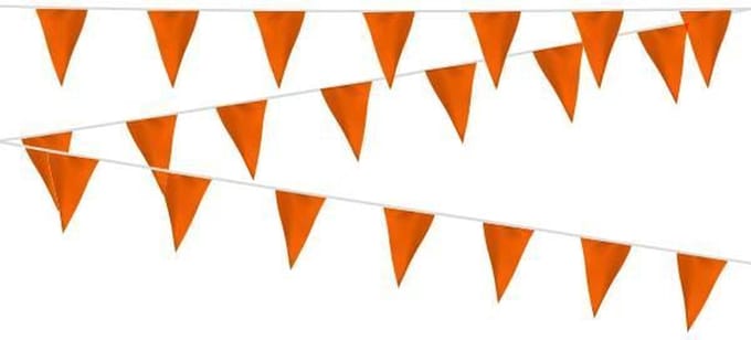 Oranje vlaggenlijn - 20 meter | Zware kwaliteit stof