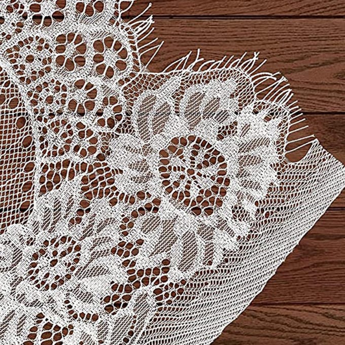 Chemin de table en dentelle blanche, nappe de mariage française, décoration de table familiale, 36 x 300 cm white