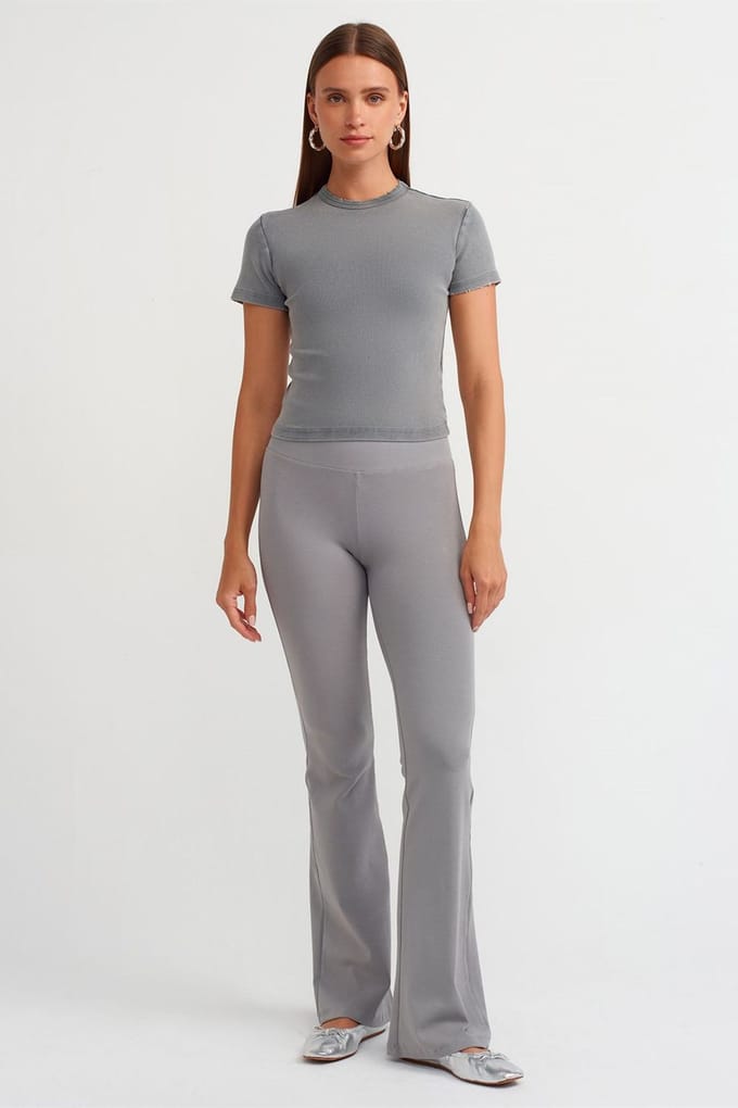 Dames Hoge Taille Geribbelde Flared Broek