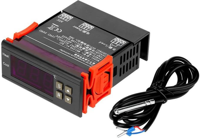 Dailygoods- Temperatuurcontroller met Groot LED-Display - Temperatuurmeter - Temperatuurregeling - Thermostaat voor Koelkast - Temperatuurcorrectie - Bereik -40 tot 120 graden