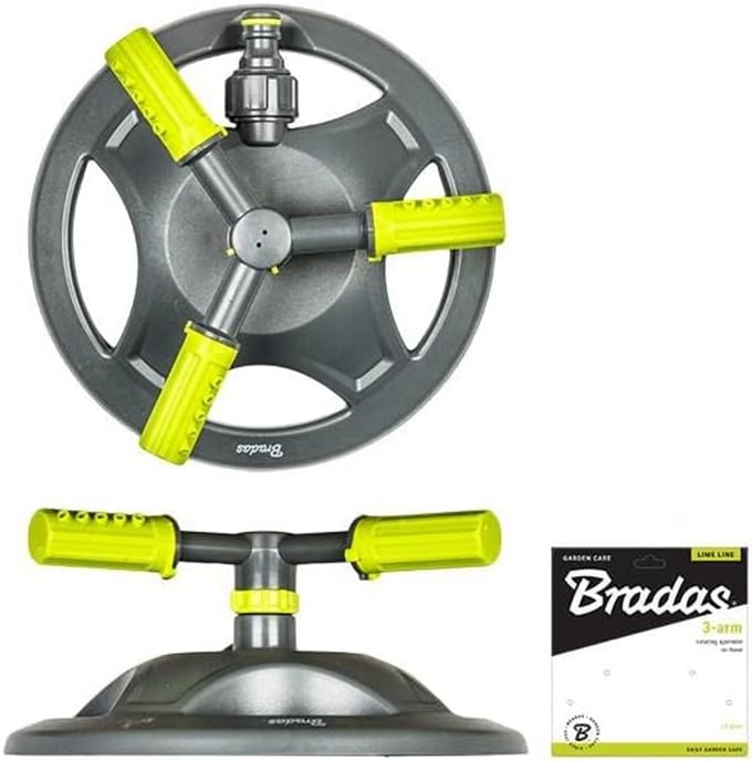 Bradas Lime LINE 4383, gazonsproeier, sproeier, sproeier, 3 armen, cirkelsproeier, lichtgroen-grijs