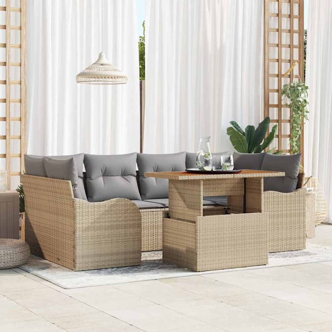 vidaXL - Tuinbank - Set - 7 - st - Beige - en - Lichtgrijs - 100 - x - 55 - x - 73 - cm