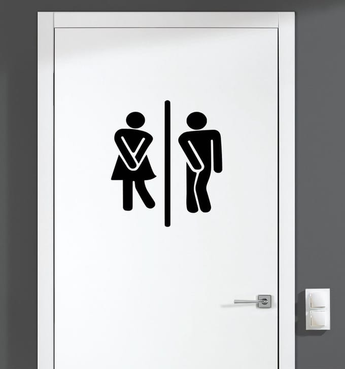 Deursticker - Dame en Heer WC - Zwart 18x16