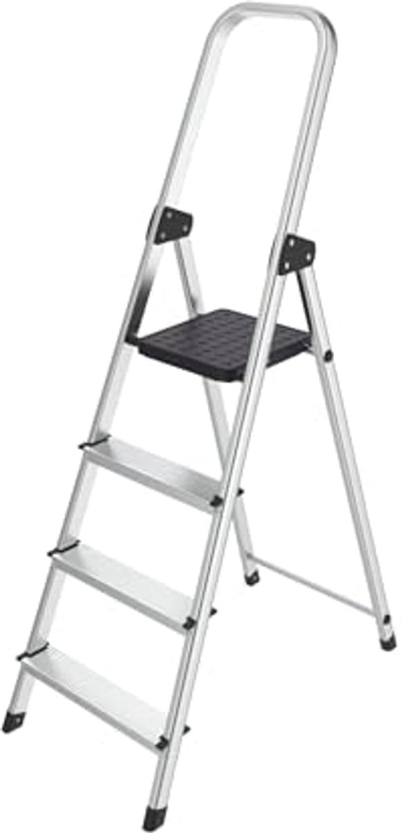 Aluminium Opstapladder 4-traps - Antislip Treden - Lichtgewicht en Veilig
