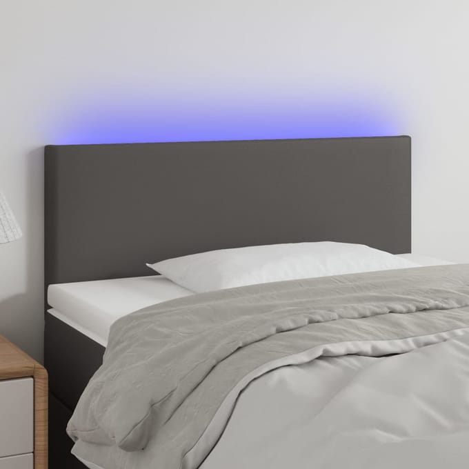 vidaXL - Hoofdbord - LED - 80x5x78/88 - cm - kunstleer - grijs