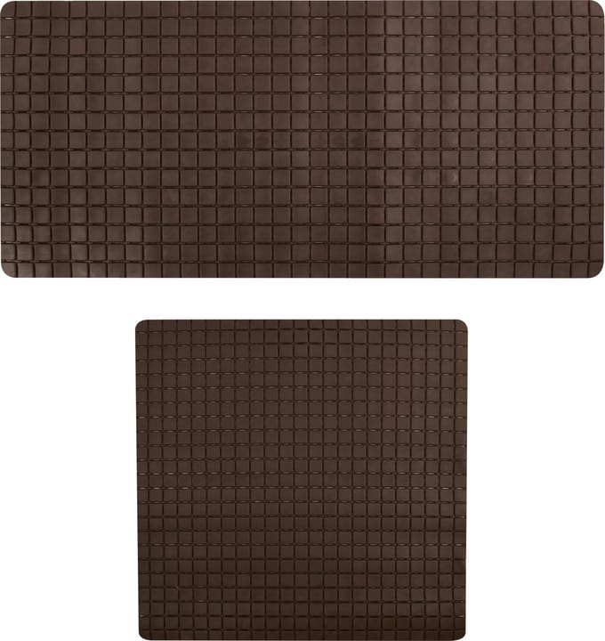MSV Douche/bad anti-slip matten set badkamer - rubber - 2x stuks - bruin - 2 formaten