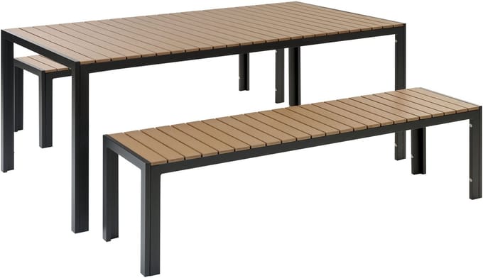 NARDO - Tuinset voor 6 - Zwart/Bruin - Kunsthout