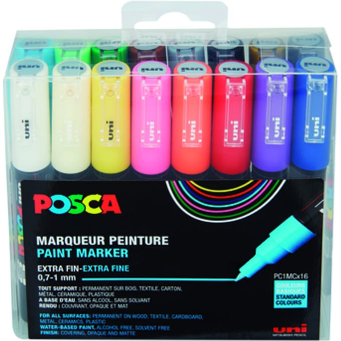 Paintmarker Uni POSCA PC1MC extra fijn assorti set à 16 stuks