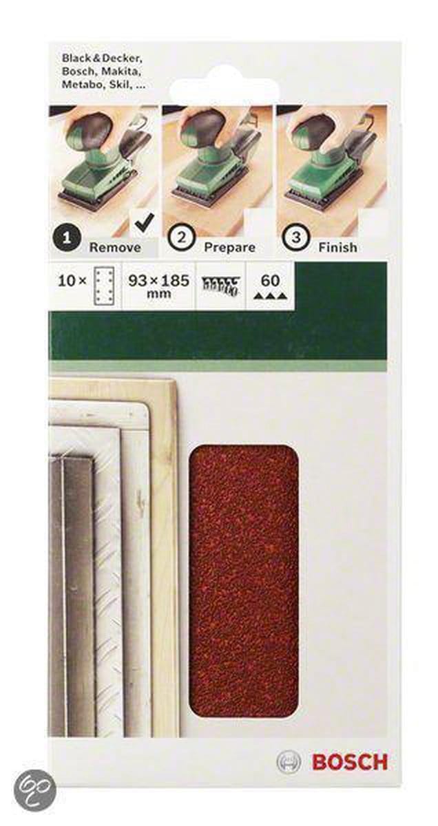 Bosch Accessories 2609256A80 Oscillerend schuurpapier Met klittenband, Geperforeerd Korrelgrootte (num) 40 (l x b) 185 mm x 93 mm 10 stuk(s)
