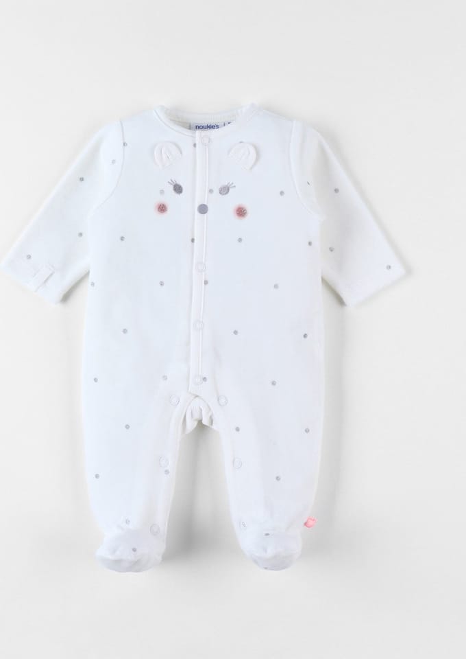 Noukie's - Pyjama - Velour - 1 delig - ecru - egel - 0 maand 50