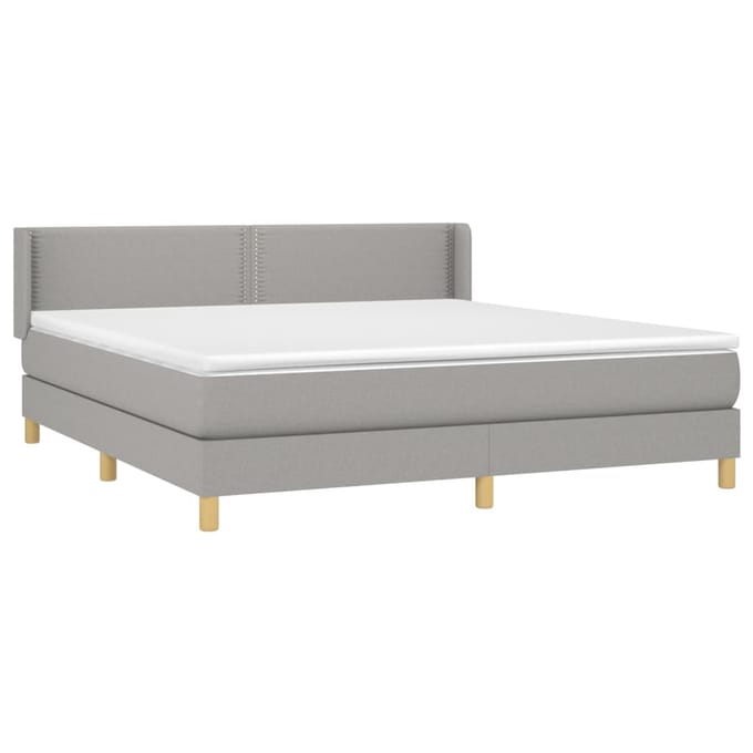 vidaXL - Boxspring - met - matras - stof - lichtgrijs - 180x200 - cm