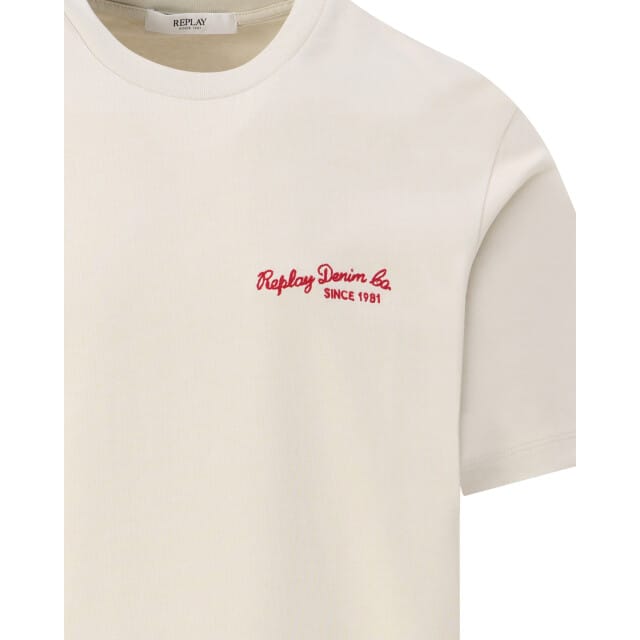 t-shirt Replay groen slim fit logo opdruk