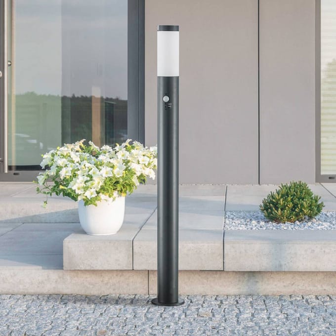 Lindby tuinpadverlichting Statius, antraciet/wit, sensor, 100 cm