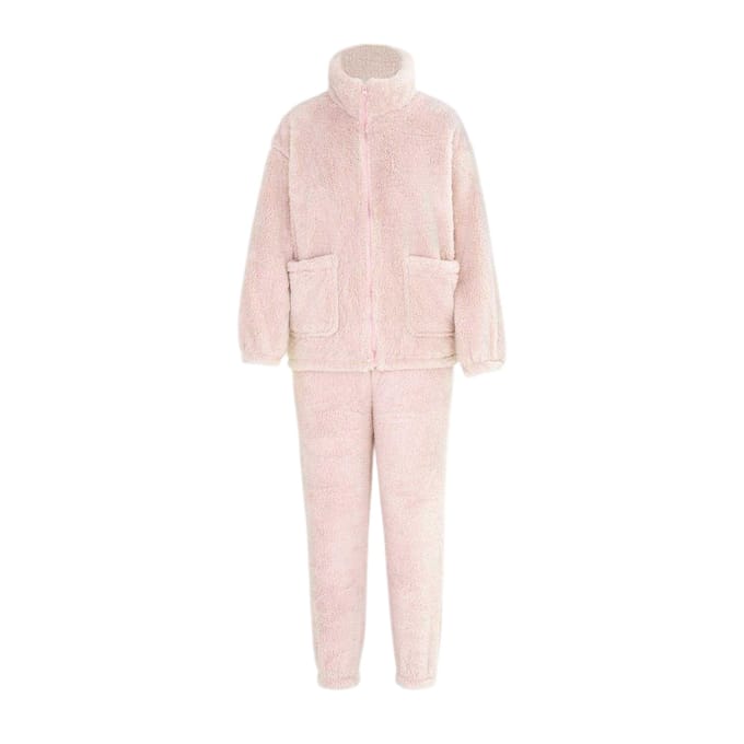 Miso Dames Sherpa Fleece Loungewear Set (Roze)
