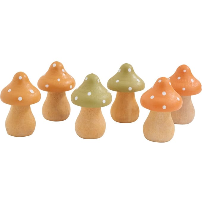 VBS Houten paddenstoeltjes, 6 stuks