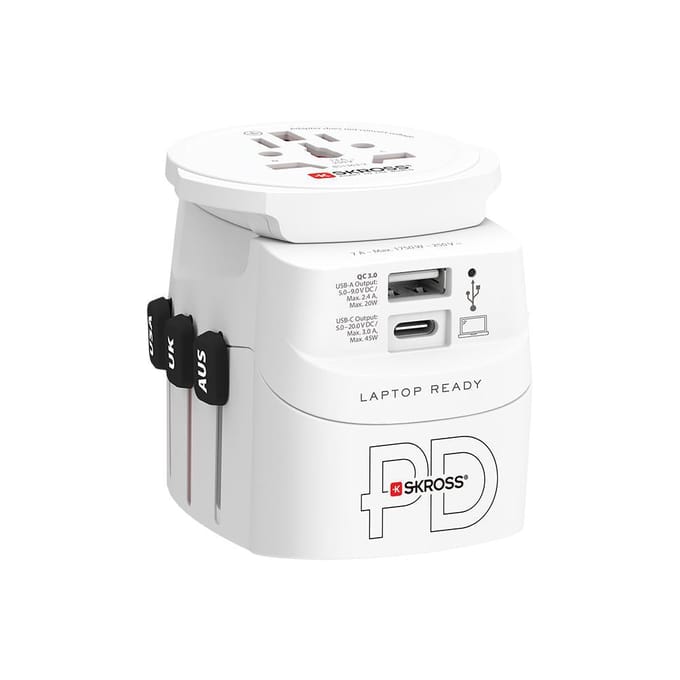 Skross PRO LIGHT WORLD 1 USB+ 1 TYPE C  PD 45WATTS RIGID BOX 2022 - Reisstekker
