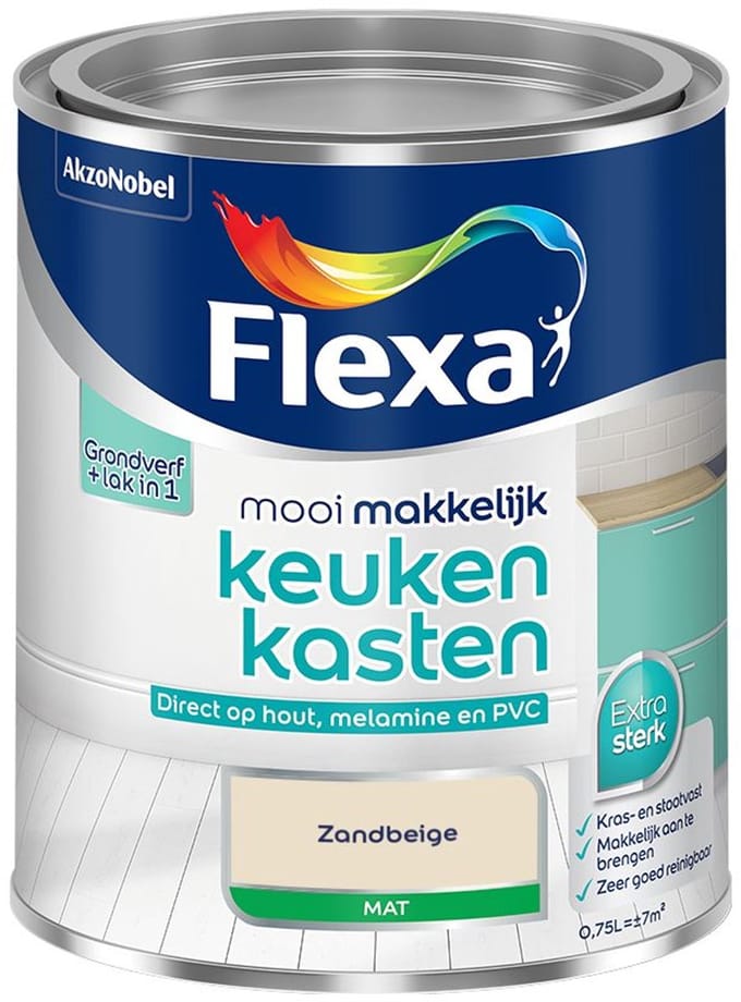 Flexa - Mooi Makkelijk Keukenkasten Mat - Zandbeige - Mengverf - 750 Ml