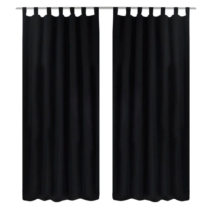 vidaXL - Micro-Satijnen - Gordijnen - met - Ringen - 140 - x - 175 - cm - 2 - stuks - (Zwart)