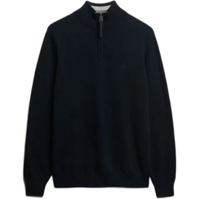 Superdry - Essentials Katoenen Trui met Halve Rits - Heren - Sweaters