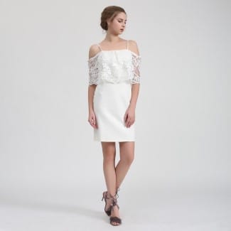 Bardot mini-jurk met kanten rand en off-shoulder