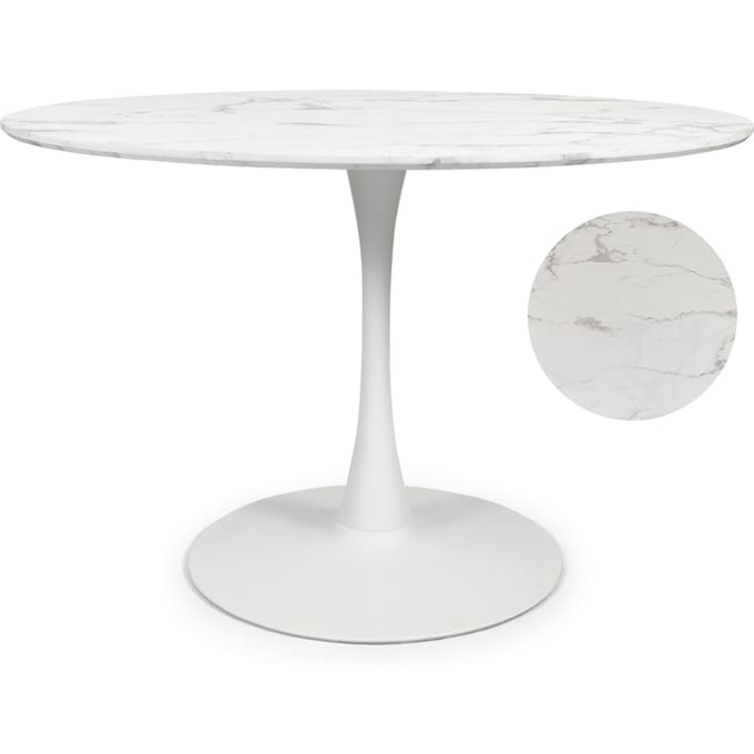 Milton & Oldbrook Eettafel Ø 120 cm Prague Marmerlook Mat Wit