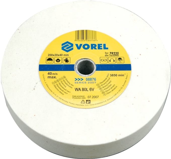 Vorel Serie - Fijne Slijpsteen - 200mm - 20mm Dikte - 40mm Binnendiameter