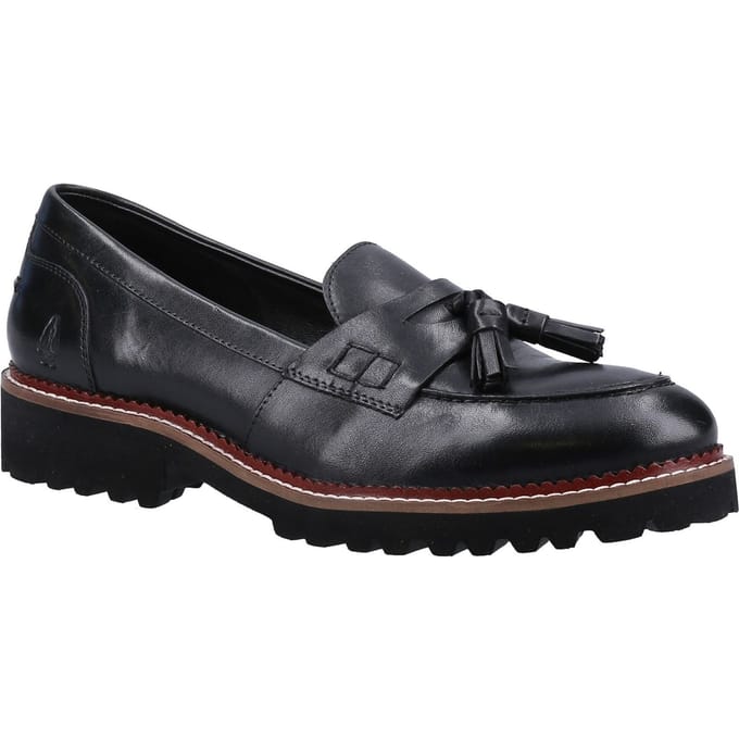 Hush Puppies Ginny Dames Zwarte Leren Instappers