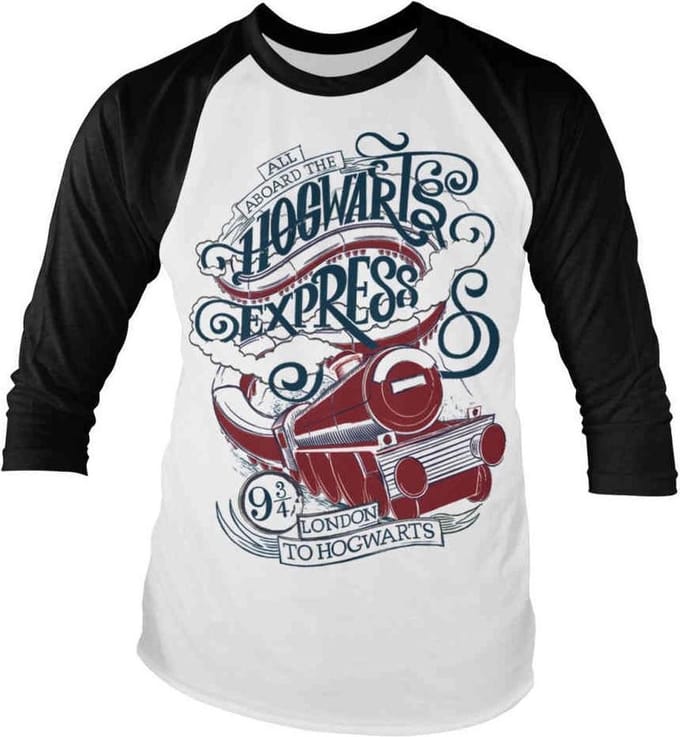 Harry Potter Raglan top -2XL- All Aboard The Hogwarts Express Wit/Zwart