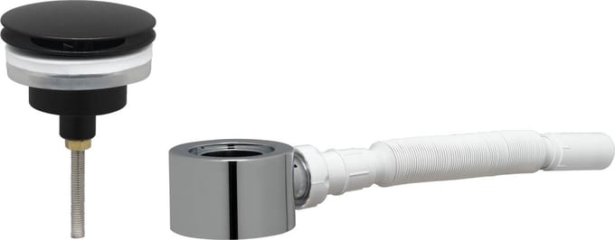 Ben Fixed Wastafel Afvoerplug Set - Niet-afsluitbaar - met plat Meubelsifon 5/4" - Gestructureerd zwart